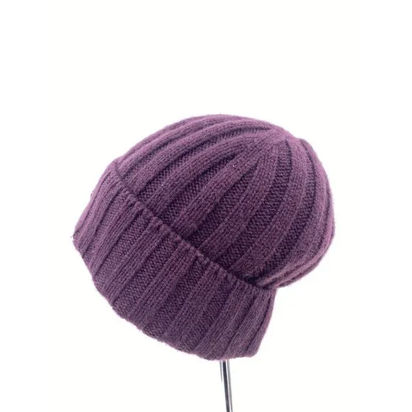 moncler burgundy cashmere ribbed beanie one size (B-9)